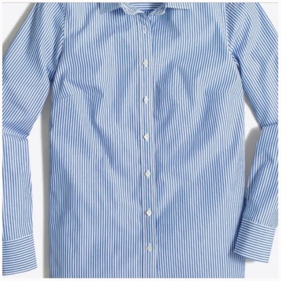 NWT - J Crew Blue & White Stripe Button Down Shirt Ivory Buttons Women's Small - Picture 4 of 6